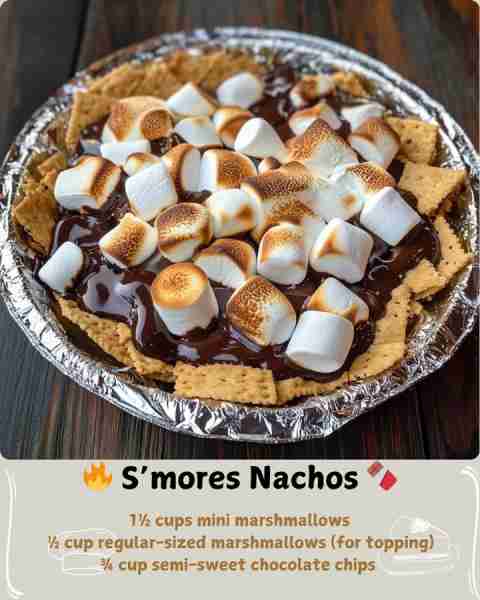 🔥 S’mores Nachos 🍫 Ingredients 8–10 full-sheet graham crackers (regular or cinnamon), broken into...