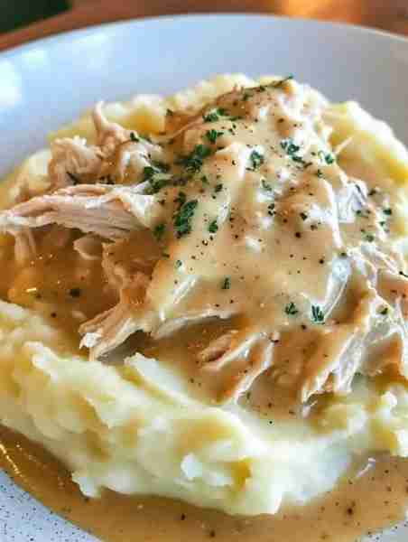 Shredded Chicken Gravy on Mashed Potatoes Recipe🔥😍 Ingredients: For the Shredded Chicken Gravy: 2...