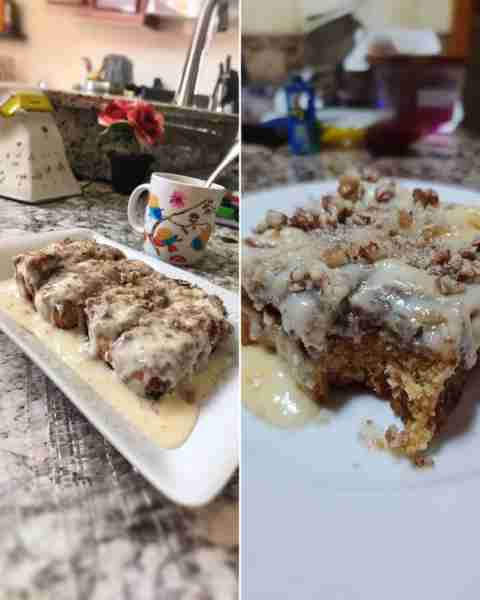 Keto Cinnamon Roll Cake with Cream Cheese Glaze 🧂 Ingredients For the Cake: 2 cups almond flour ¼ c...