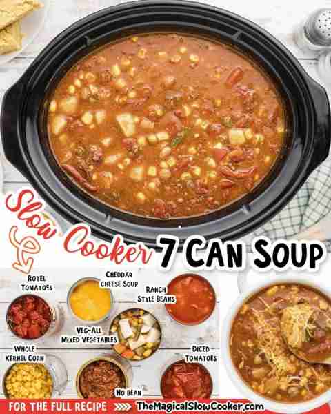 Slow Cooker 7 Can Soup Ingredients ▢15 oz. can Veg-all original mixed vegetables ▢10.5 oz. can ched...