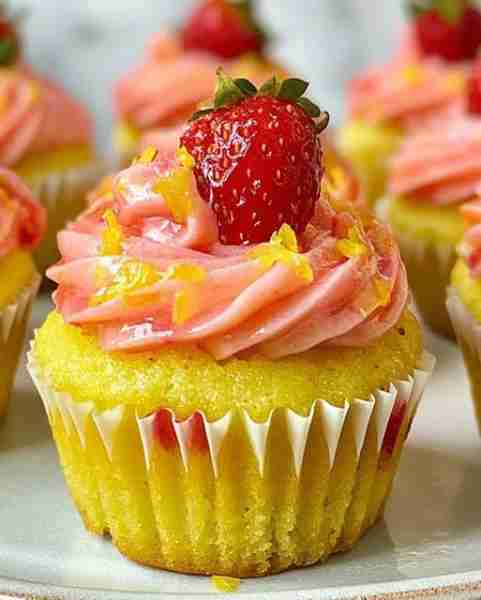 Strawberry Lemon Cupcakes with Fresh Buttercream Frosting Ingredients 1 1/2 cups all-purpose flour 1...