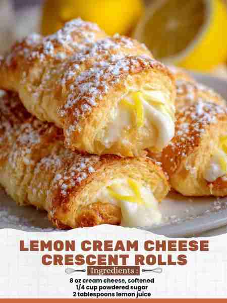 Lemon Cream Cheese Crescent Rolls Ingredients: 8 oz cream cheese, softened 1/4 cup powdered sugar 2...