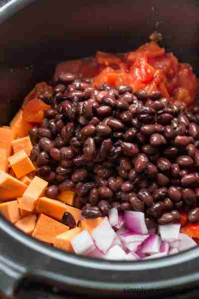 Crockpot Sweet Potato & Black Bean Quinoa Chili Ingredients 3 cups diced sweet potato about 1 large...