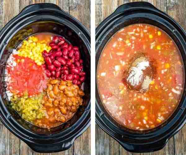 Crock Pot Taco Soup Ingredients 1 pound 90% lean ground beef ½ white onion chopped 1 -16oz can chili...