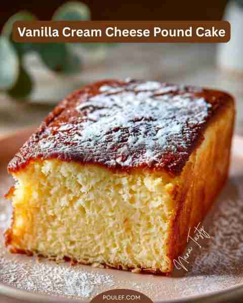 Vanilla Cream Cheese Pound Cake This cake has a beautiful golden-brown crust and a nice soft interio...