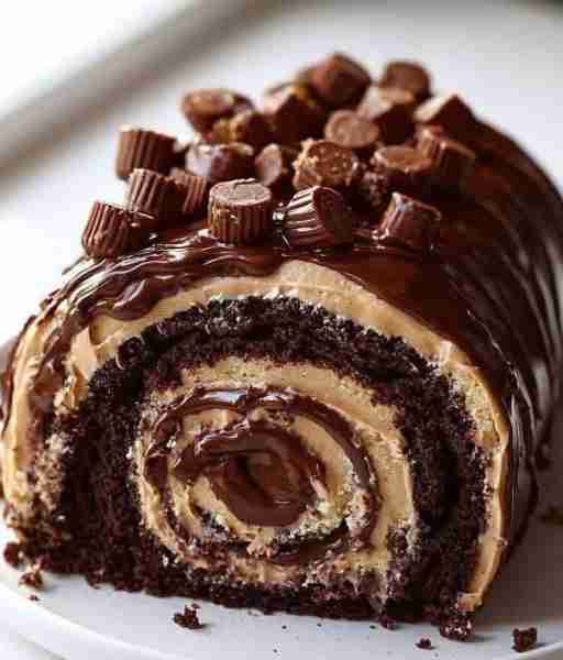 😋💕Chocolate Peanut Butter Swiss Roll💕😋 Ingredients: Chocolate Sponge Cake: 4 large eggs (room te...