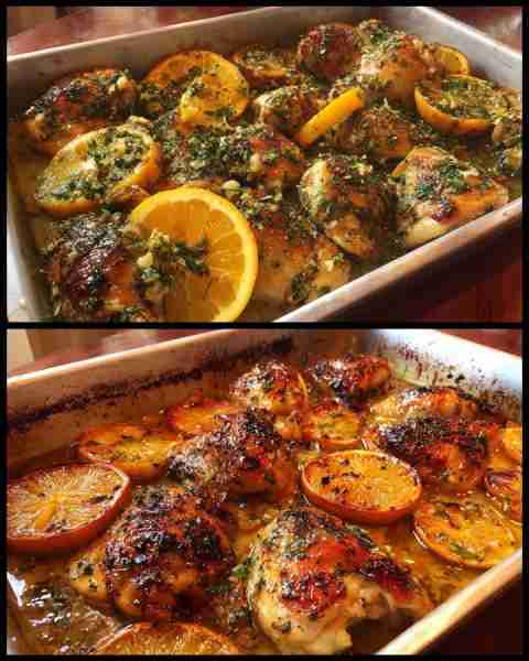Citrus-Marinated Roasted Chicken 🍊🔥 🍗 Ingredients: 1 whole chicken 🐔 2 oranges, juiced 🍊 1 lemo...