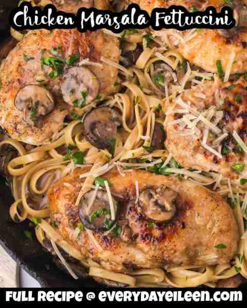 An easy and so delicious, Chicken Marsala over Fettuccini! Link to recipe in comments.