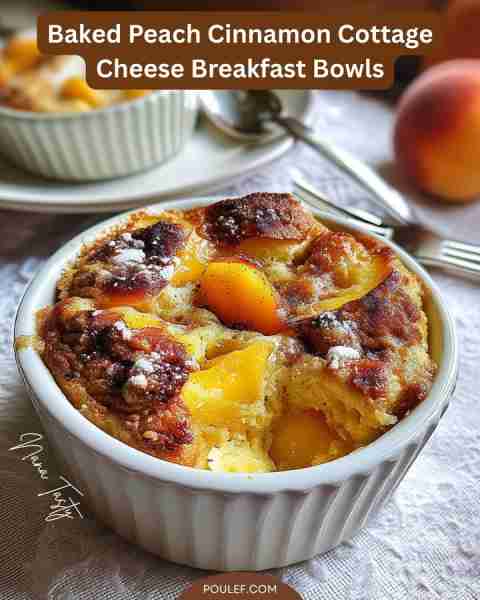 Baked Peach Cinnamon Cottage Cheese Breakfast Bowls 🍑✨ – Juicy, Sweet & High-Protein Ingredients:...