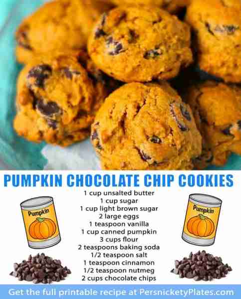 Pumpkin Chocolate Chip Cookies 🤩 --> 1 cup unsalted butter at room temp 1 cup granulated white suga...