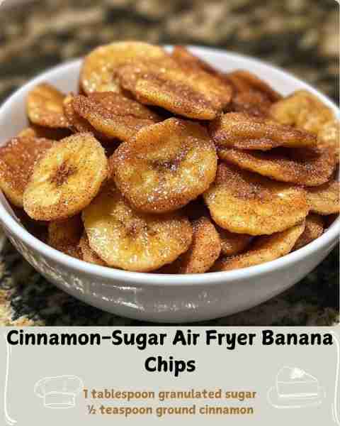 Cinnamon-Sugar Air Fryer Banana Chips Ingredients 2 firm, slightly underripe bananas 1 tablespoon me...