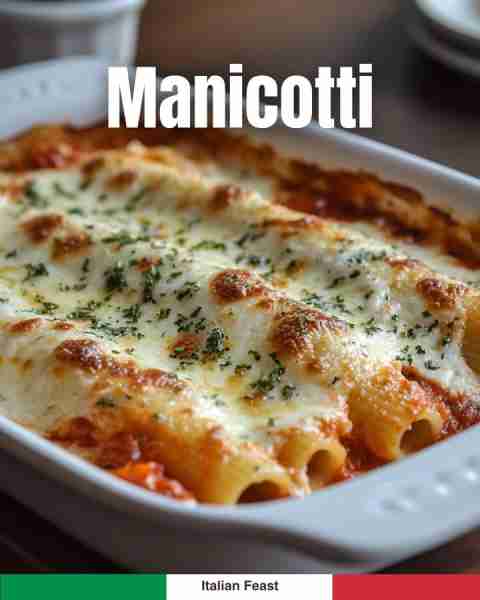 Manicotti 🍝🧀 Creamy pasta tubes filled with ricotta & spinach – baked in marinara! 🍅 👉 Step-by-s...