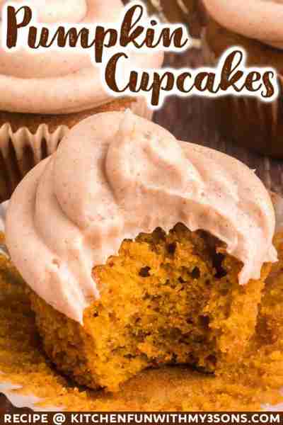 Full Recipe 👇 BEST PUMPKIN CUPCAKES - with Cinnamon Cream Cheese Frosting 🧡