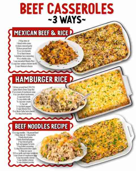 Comfort food at its best: Beef Casserole recipes you’ll make on repeat. ❤️🥘 Ingredients 🟣 Mexican...