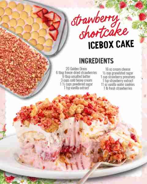 Layers of love in every bite. Strawberry Shortcake Icebox Cake perfection! Recipe created by Spacesh...
