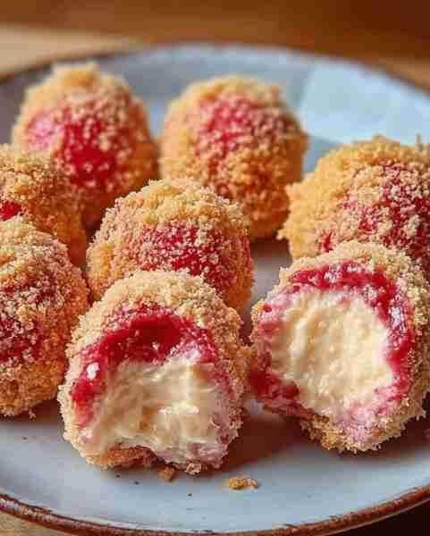 🍓 Strawberry Cheesecake Crunch Bites Recipe 🧁😋 Ingredients 8 oz cream cheese, softened to room te...