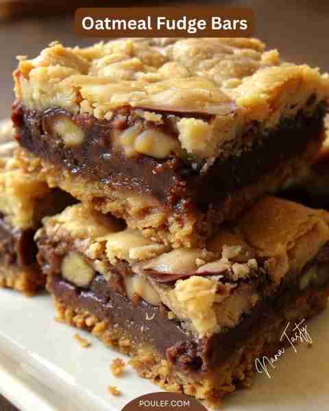 Oatmeal Fudge Bars Ingredients: For the Oatmeal Layers: 1 cup unsalted butter, softened 2 cups brown...