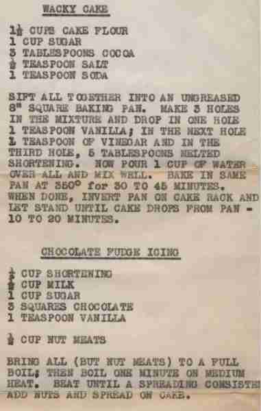 Wacky Cake, also known as Depression Cake or War Cake, is a simple, moist chocolate cake that became...