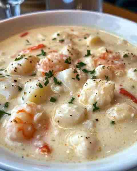 Nova Scotia Seafood Chowder Ingredients: 2 tbsp butter 1 onion, finely chopped 2 cloves garlic, minc...