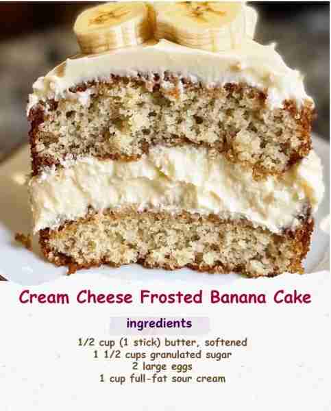 Decadent Banana Cream Cheese Cake 🍌🎂🧀 Ingredients: 1/2 cup (1 stick) butter, softened 🧈 1 1/2 c...