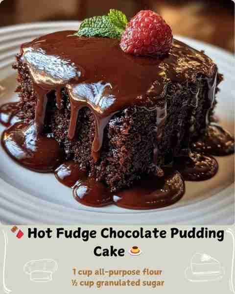 🍫 Hot Fudge Chocolate Pudding Cake 🍮 Ingredients For the Cake: 1 cup all-purpose flour ½ cup granu...