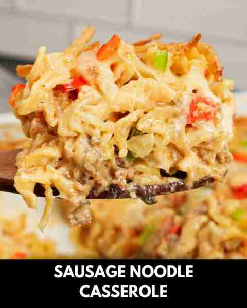 Sausage and Noodle Casserole is a hearty dinner recipe loaded with Italian sausage meat, egg noodle...