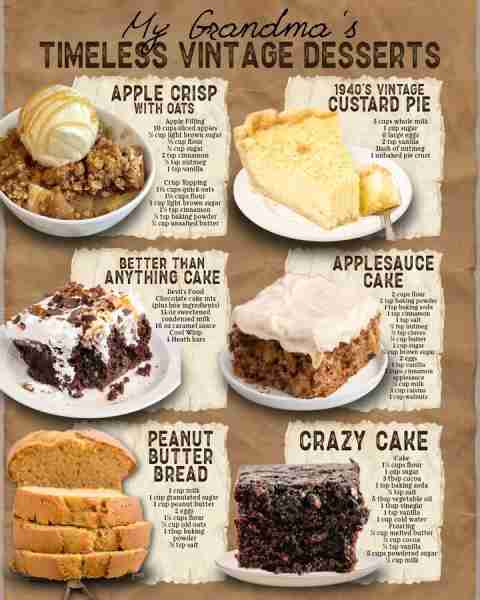A taste of nostalgia—Grandma’s vintage desserts never go out of style 💛 Ingredients 💛 Apple Crisp...