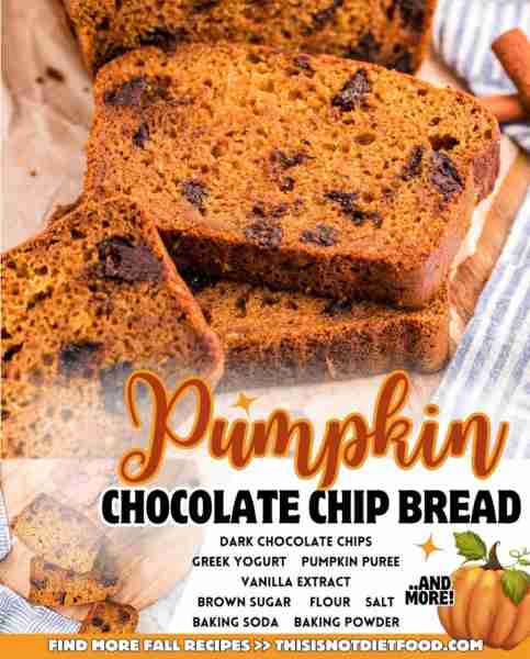 Pumpkin Chocolate Chip Bread is a delicious fall treat made with pumpkin puree and loaded with choco...