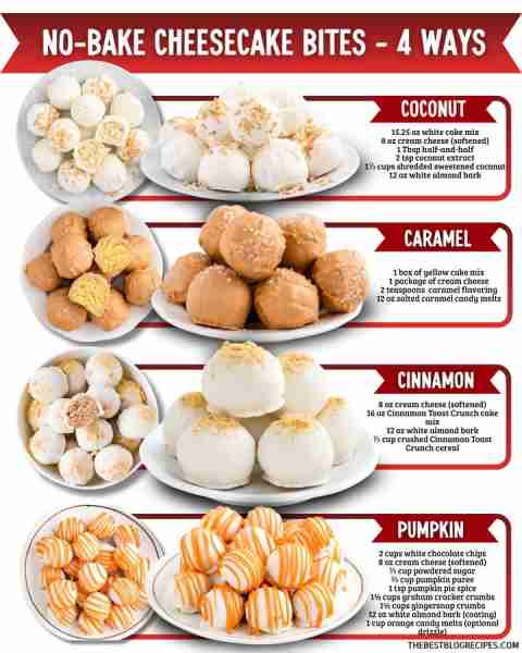 Cheesecake Bites 4 Ways -- Creamy, Coated, and Bite-Sized Perfection!! ➡️ Coconut Cheesecake Bites 1...