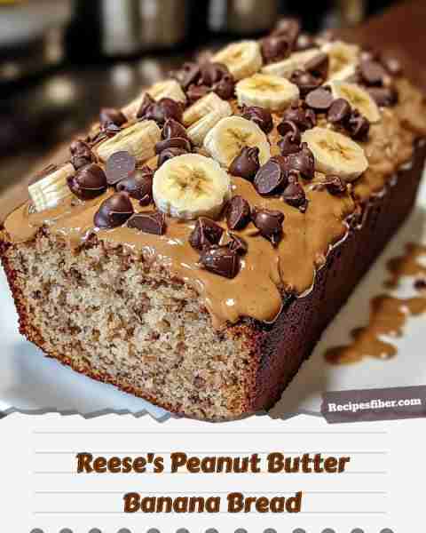 Reese's Peanut Butter Banana Bread 🍞🥜🍌 Deliciously indulgent banana bread with a peanut butter t...