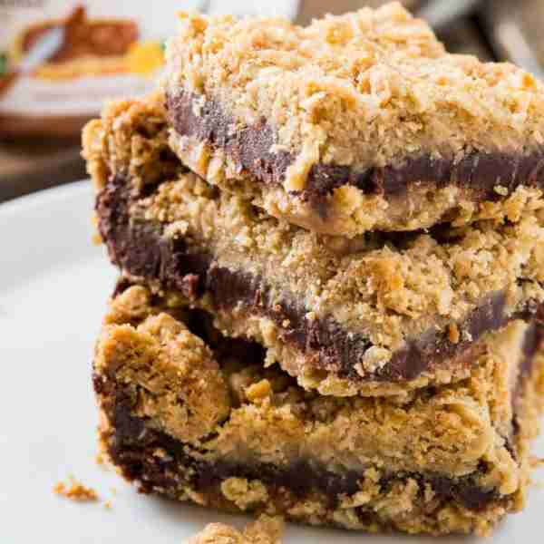 Nutella Fudge Bars have a rich Nutella filling sandwiched between two layers of oatmeal cookie crust...