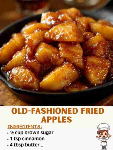 🍎🧈 Old-Fashioned Fried Apples – Just Like Grandma Made! Ingredients: 6 medium apples (Granny Smith...