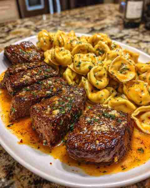 Garlic Butter Cajun Steak Tortellini with Three-Cheese Sauce Ingredients: 1½ lbs sirloin or ribeye s...