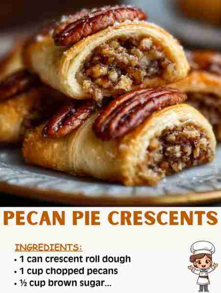 🥐🥧 Pecan Pie Crescents – Gooey, Buttery & Absolutely Irresistible! Ingredients: 1 can crescent rol...