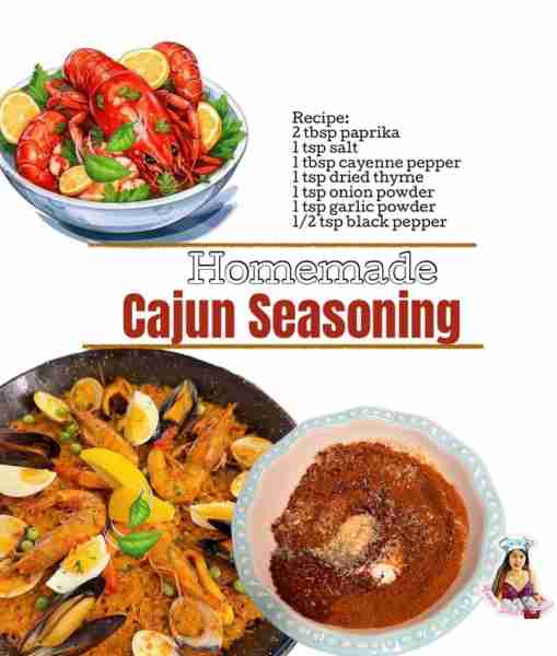 I love this homemade Cajun Seasoning! Recipe: 2 tbsp paprika 1 tsp salt 1 tbsp cayenne pepper 1 tsp...