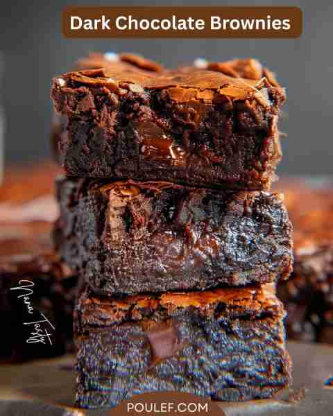 Dark Chocolate Brownies 🍫🖤 🧈 ¾ cup unsalted butter, melted 🍫 1 cup dark chocolate chips 🥄 1½ cu...