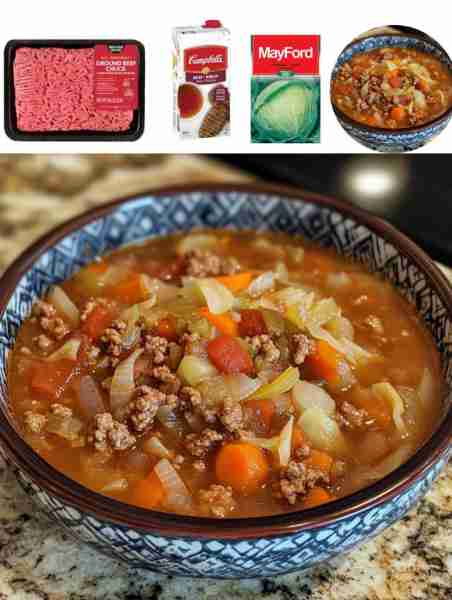 Cabbage Soup with Ground Beef Ingredients: - 1 pound ground beef FULL RECIPE IN COMMENTS