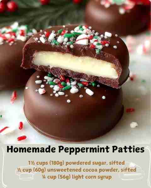 🌿 Homemade Peppermint Patties 🌿 Ingredients (Makes about 24 patties): 1½ cups (180g) powdered suga...