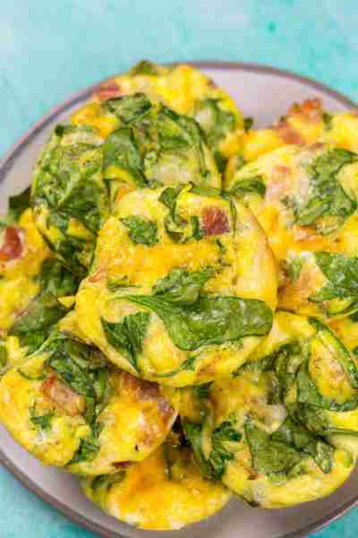 Healthy egg muffins stuffed with bacon, spinach, and cheese... The perfect simple breakfast!