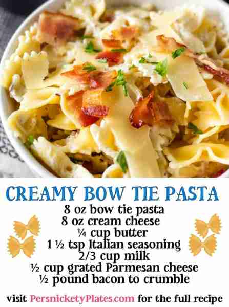 Recipe -> https://www.persnicketyplates.com/creamy-bow-tie-pasta/ Creamy Bow Tie Pasta