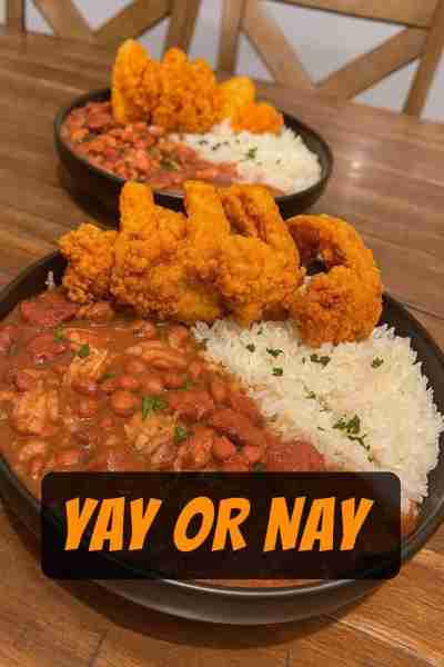 Fried Catfish with Red Beans & Rice YAY OR NAY! Ingredients: For the Fried Catfish: 4 catfish fillet...