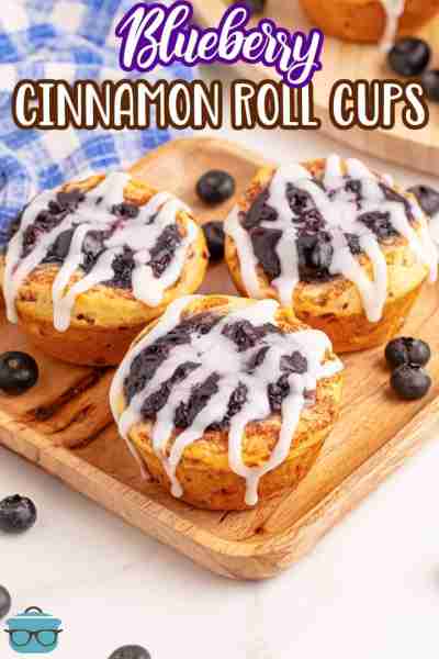 Blueberry Cinnamon Roll Cups are made with store bought cinnamon rolls and a can of pie filling. Rea...