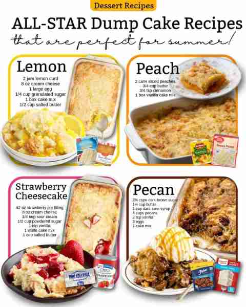 All star Dump Cake recipes that are perfect for summer! INGREDIENTS 1. Lemon 🍋 🍋2 (12-ounce) jars...
