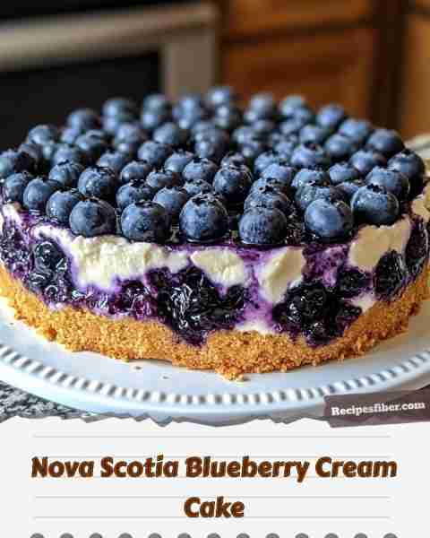 Nova Scotia Blueberry Cream Cake 🍰 Delight in this scrumptious dessert featuring fresh blueberries...