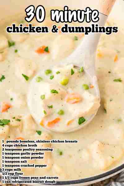 NEW: Homemade chicken & dumplings in just 30 minutes from start to finish!! This weeknight recipe is...