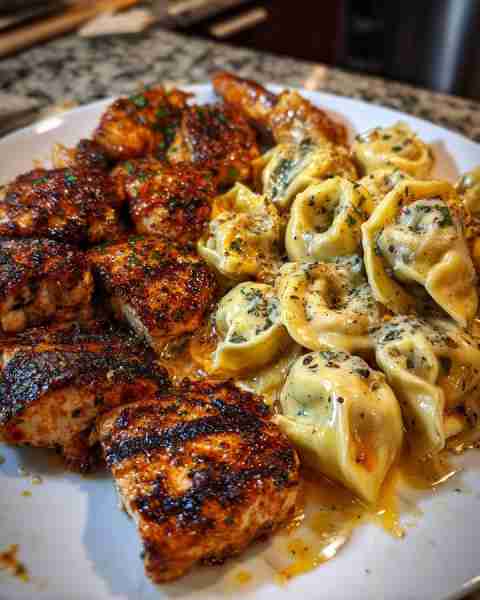 Creamy Garlic Butter Chicken Tortellini in Cheesy Three-Cheese Sauce Ingredients: 2 large boneless,...