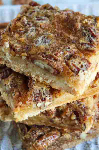 I love the smell of these pecan pie bars cooking in the oven. Heaven!