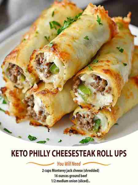 Keto Philly Cheesesteak Roll Ups: Delicious Low-Carb Bites Ingredients 2 cups shredded Monterey Jack...