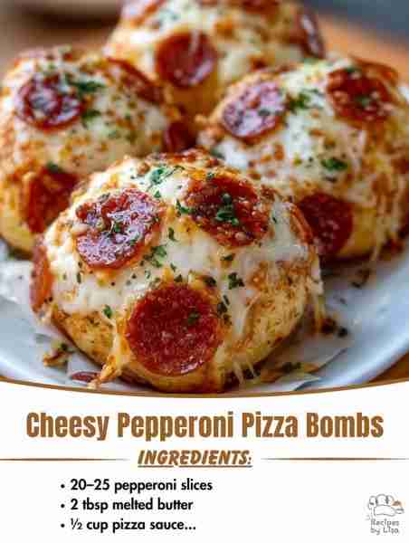 🍕🧀 Cheesy Pepperoni Pizza Bombs – The Ultimate Snack Attack! Ingredients: 1 can refrigerated biscu...