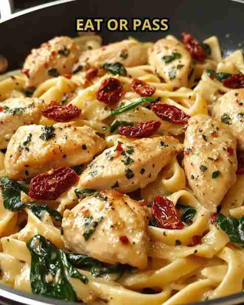 Tuscan Chicken Pasta Ingredients: 3 tablespoons olive oil 1 ¼ lbs boneless skinless chicken breast,...